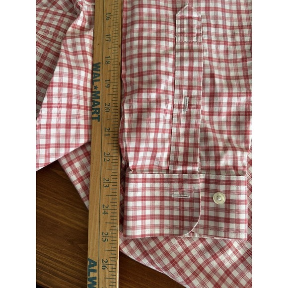 Brooks Brothers 346 Men Size LR Red White Check Regular Fit Long Sleeve Shirt - Picture 7 of 11